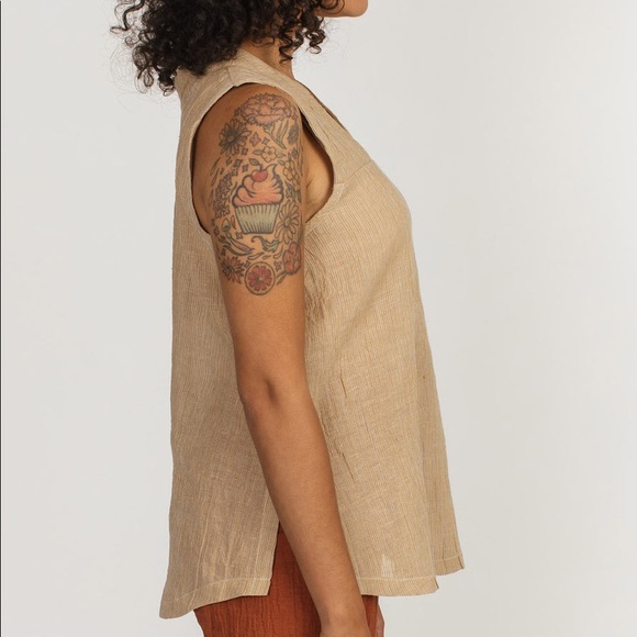 Allison Wonderland Pillar Mara Blouse Sleeveless Black Size 2 - Picture 3 of 8